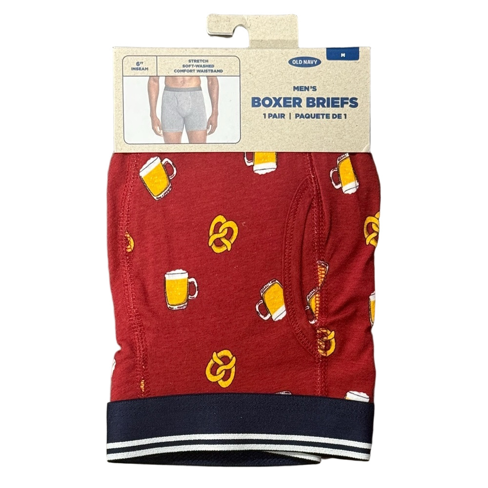Mens Beer & Pretzels Boxer Briefs - Size Medium - Old Navy - NWT
